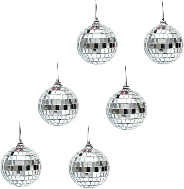 6Pcs Disco Ball 2Inch Silver Mini Disco Ball Mirror Ball for Disco Party Christmas Home Decoration