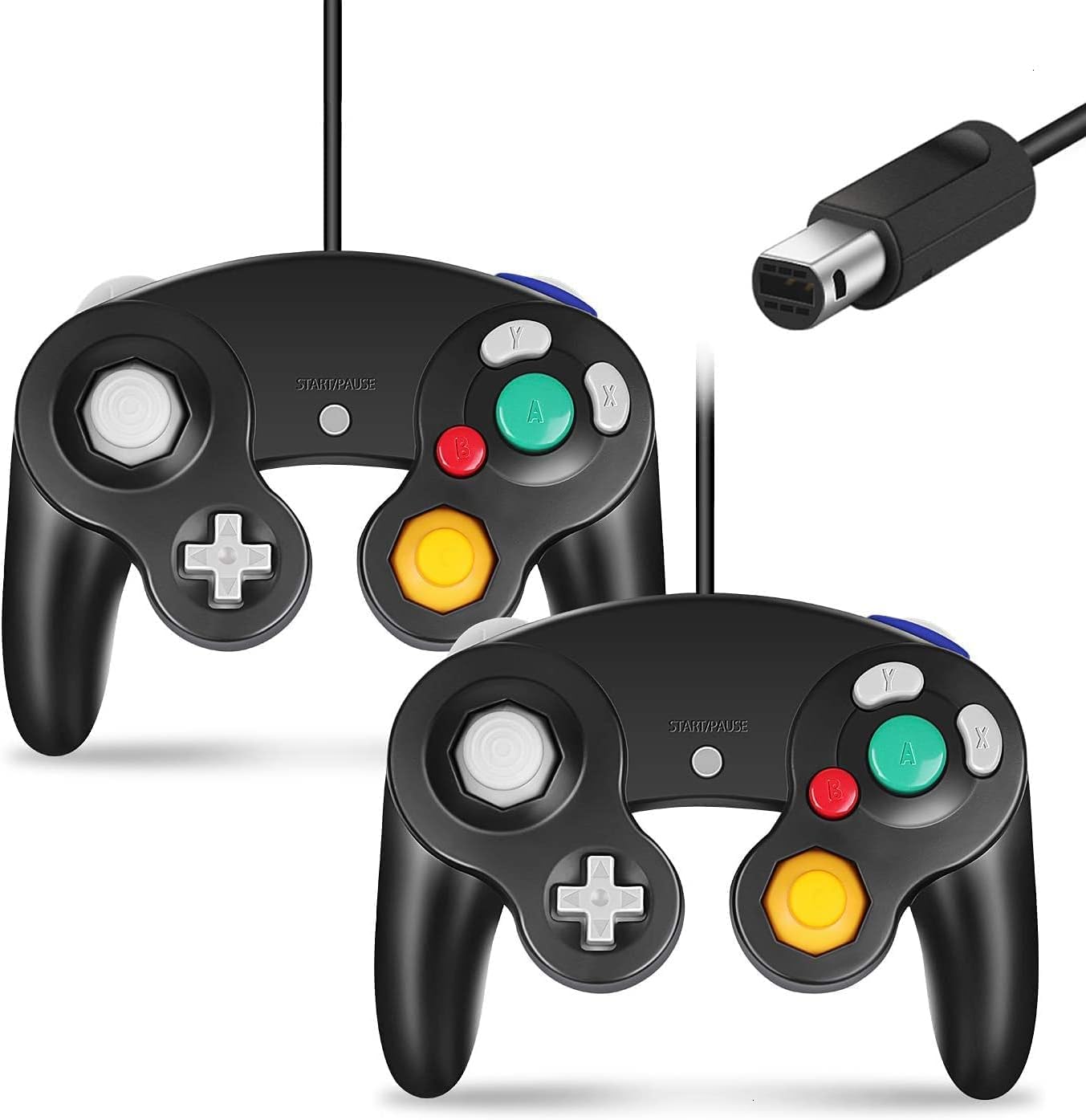 TERRIFI2PCS Wired Controller Classic Gamepad for Nintendo Wii Controller - Enhanced (Black)