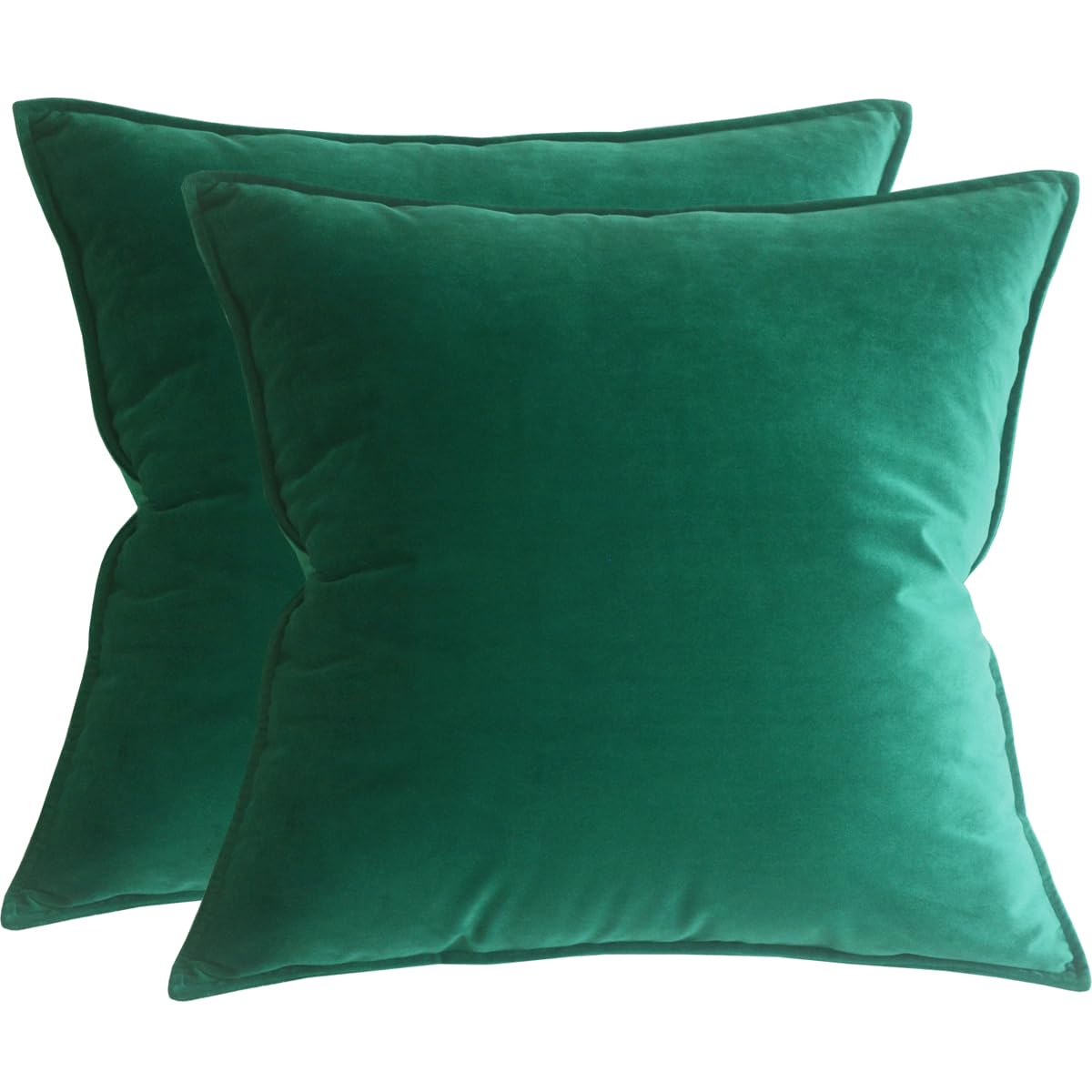 Lutanky Pack of 2 Velvet Cushion Covers Decorative Square Throw Pillow Case Soft Flanges Pillowcases for Sofa Bedroom with Invisible Zipper Turquoise 45cm x 45cm 18 x 18 Inch — image 1