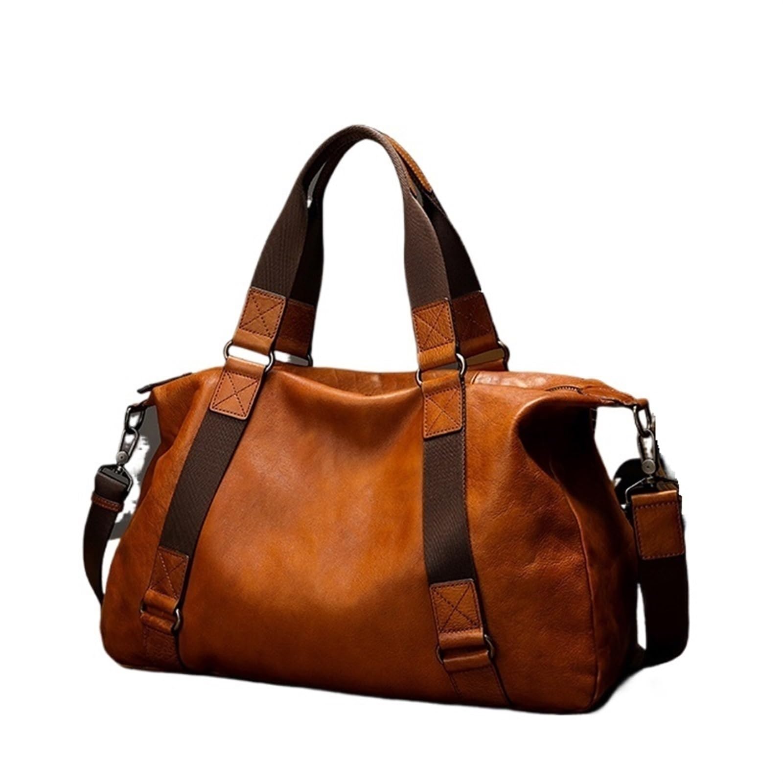 Reisetasche for Herren aus echtem Leder, Gepäcktasche for Männer, Vintage-Reisetasche, Rindsleder, Wochenendtasche, große Herrentaschen Für Reisen oder Fitness(Brown)