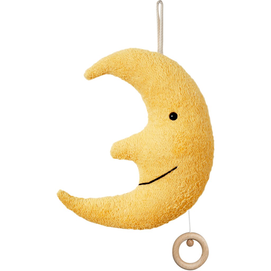 Efie Bio Spieluhr Mond – Bio-Baumwolle (KBA), Made in Germany, GOTS-Zertifiziert – Melodie: Brahms Wiegenlied |Guten Abend, Gute Nacht