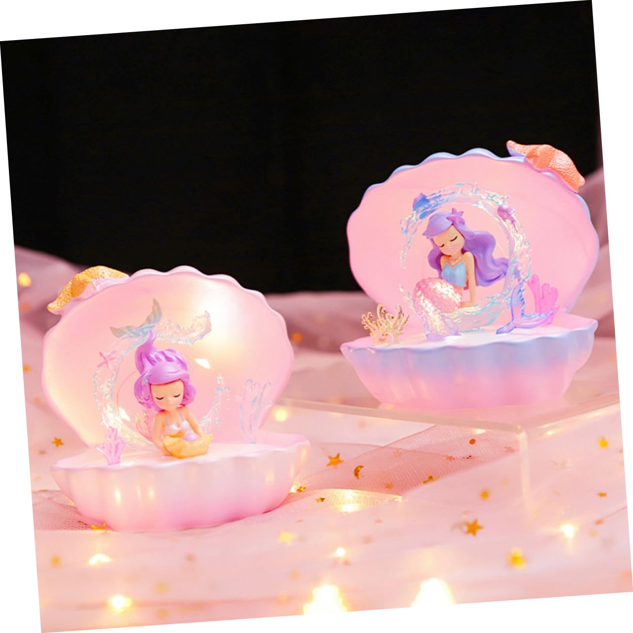 Lampe de Chevet Sirène Décorative et Lumineuse Rose en Résine pour Bureau, Présent D'anniversaire Fille, Décoration de Chambre Ado Romantique