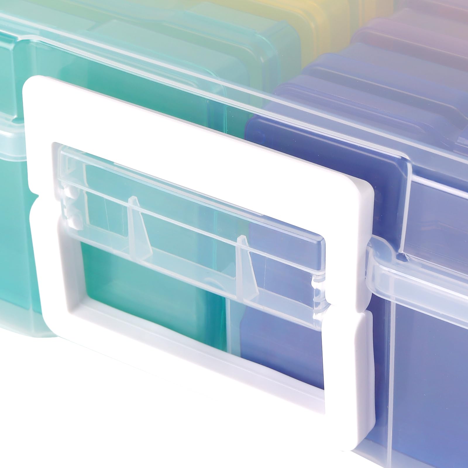 Caja de Almacenamiento para Fotos de 15 x 10 cm con 16 Compartimentos, Cajas Organizadoras de Fotos de Plástico para Tarjetas, Sellos, Manualidades, Multicolor