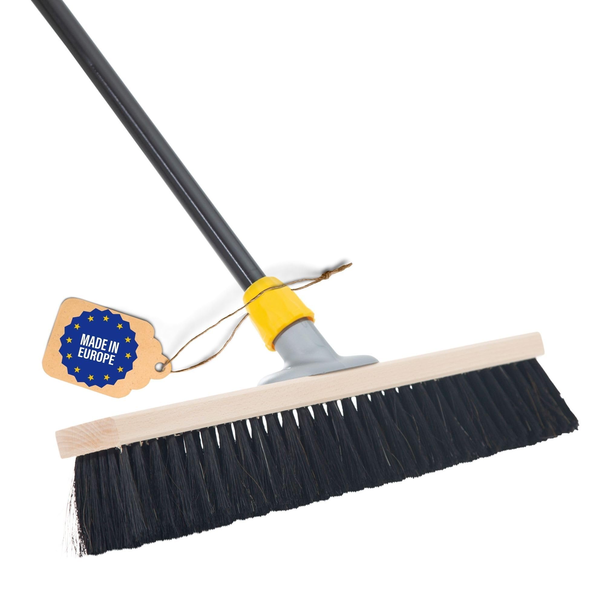 Novaliv Escoba de 40 cm con Mango, Mezcla de Pelo Fina - Ideal para Taller, Industrial, Hogar y Habitación