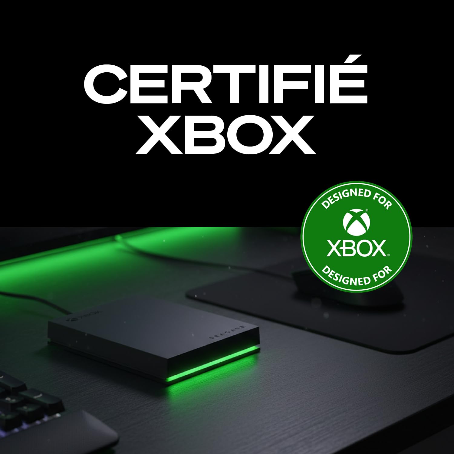 Seagate Game Drive pour Xbox 2To, Disque Dur Externe, HDD Portable, USB 3.2, Noir, certifié Xbox, LED RVB, Services Rescue (STKX2000403)