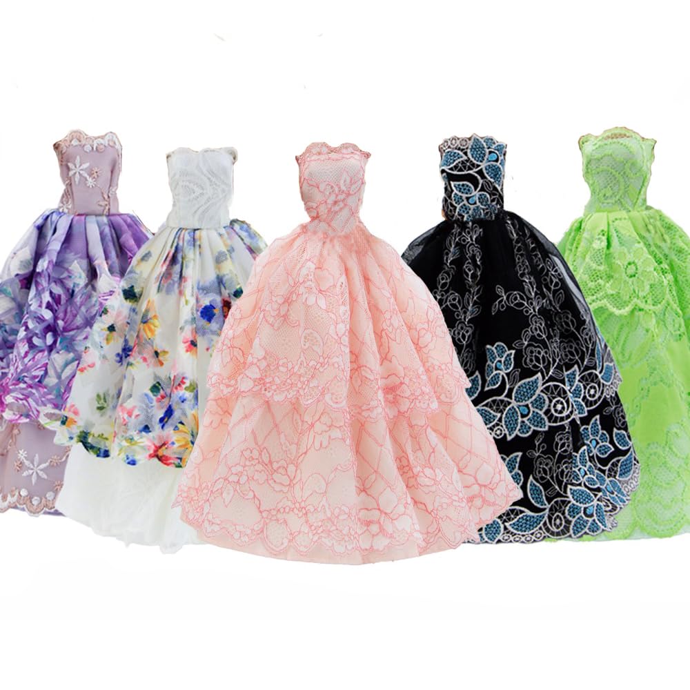 EADBYG 5Pcs Handmade Clothes Dress for Barbie Doll Wedding Party Dresses Gown Outfit Costume Suit for 11.5 inch Dolls