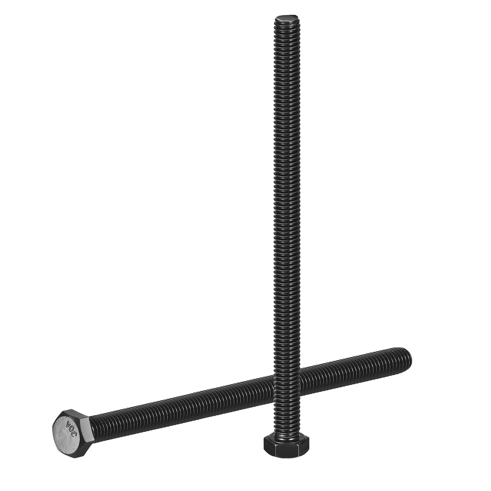 uxcell 5Pcs 3/8-16 x 6 Hex Head Bolts, 304 Stainless Steel Fully Threaded Hex Head Screw, Black Oxide Finish, Hex Bolts for Construction, Machinery