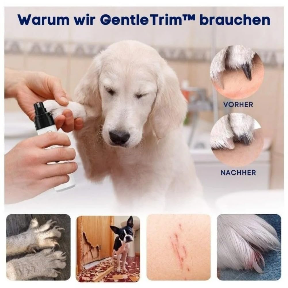 GentleTrim Sicherheits-Krallenschleifer für Haustiere, Silent Groom Pro, Krallenschleifer für Hunde, USB Rechargeable Dog Nail Grinder, Sicheres, Sanftes Ergonomic & Quiet Dog Nail Trimmer (2 Pcs)