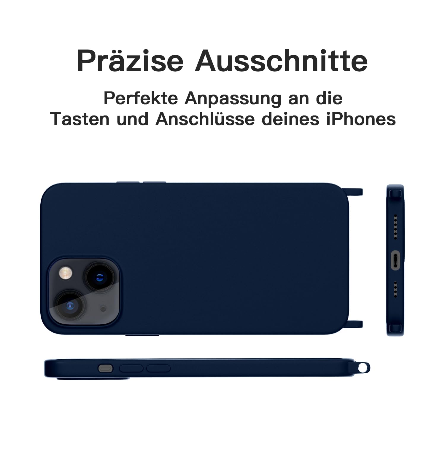Emlivi Custodia Per IPhone 13 Pro Con Cordino - Cover In Silicone Con Tracolla Regolabile - Colore Nero - 3