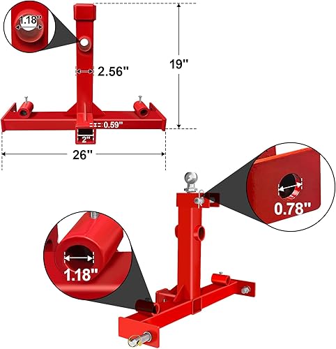 Miniatura 3 de Enganche de remolque de 3 puntos con receptores de 2 pulgadas, capacidad de 3000 libras, bola de remolque de 2 pulgadas, cuello de cisne para