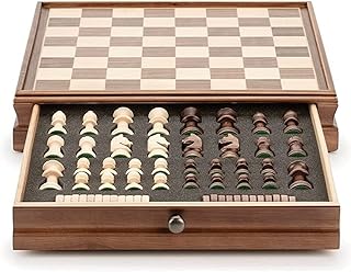 Tabuleiro de Xadrez Xadrez Conjunto De Xadrez De Madeira De Nogueira De 15 Polegadas, Conjunto De Xadrez E Damas Com Compartimentos Para Armazenamento De Peças De Xadrez Jogo De Xadrez Xadrez Internac