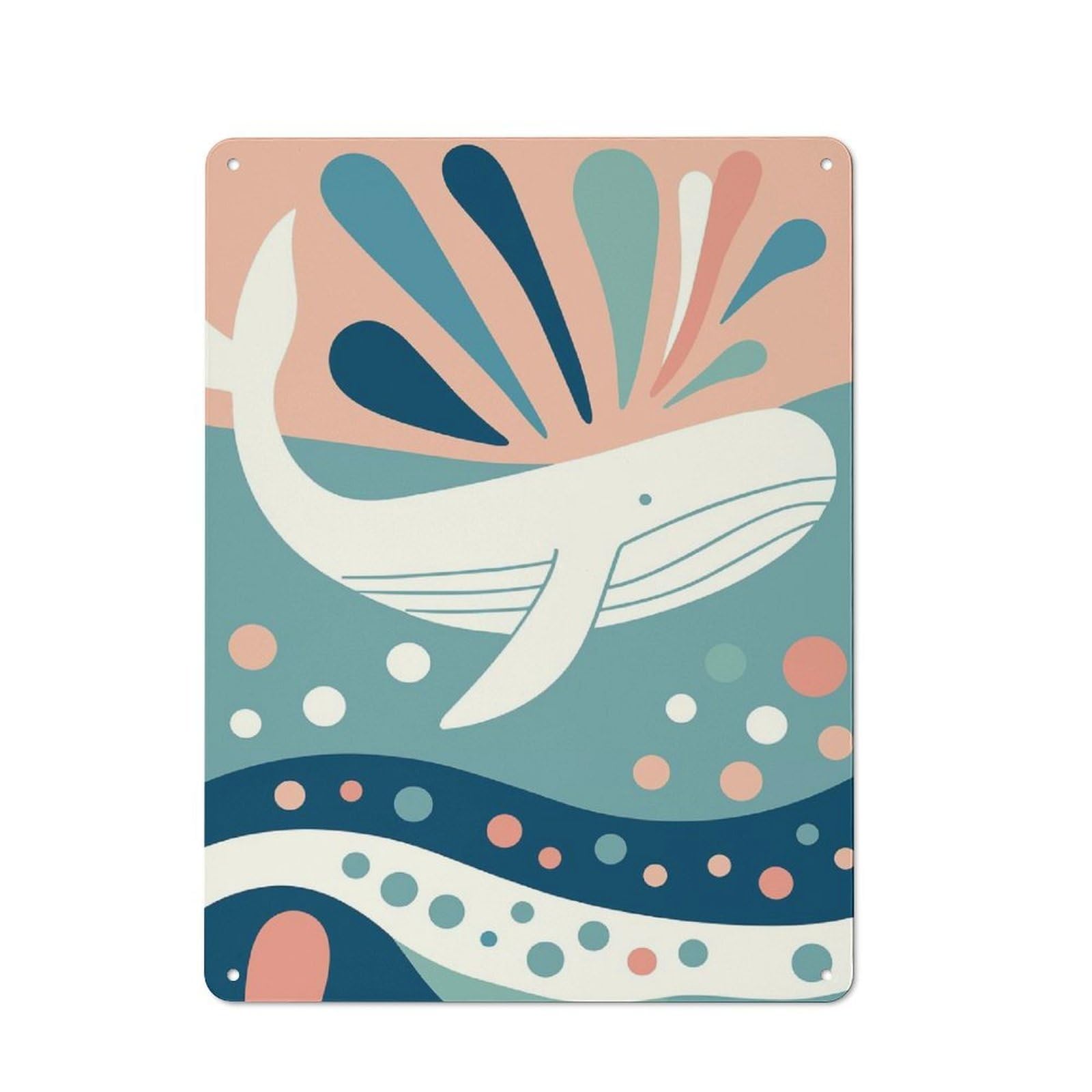 Junmoney Pastel Whale Vintage Metal Plaque 40X30cm For Guest Room Or Hallway, A Decorative Christmas Gift For Guest Room Decorators