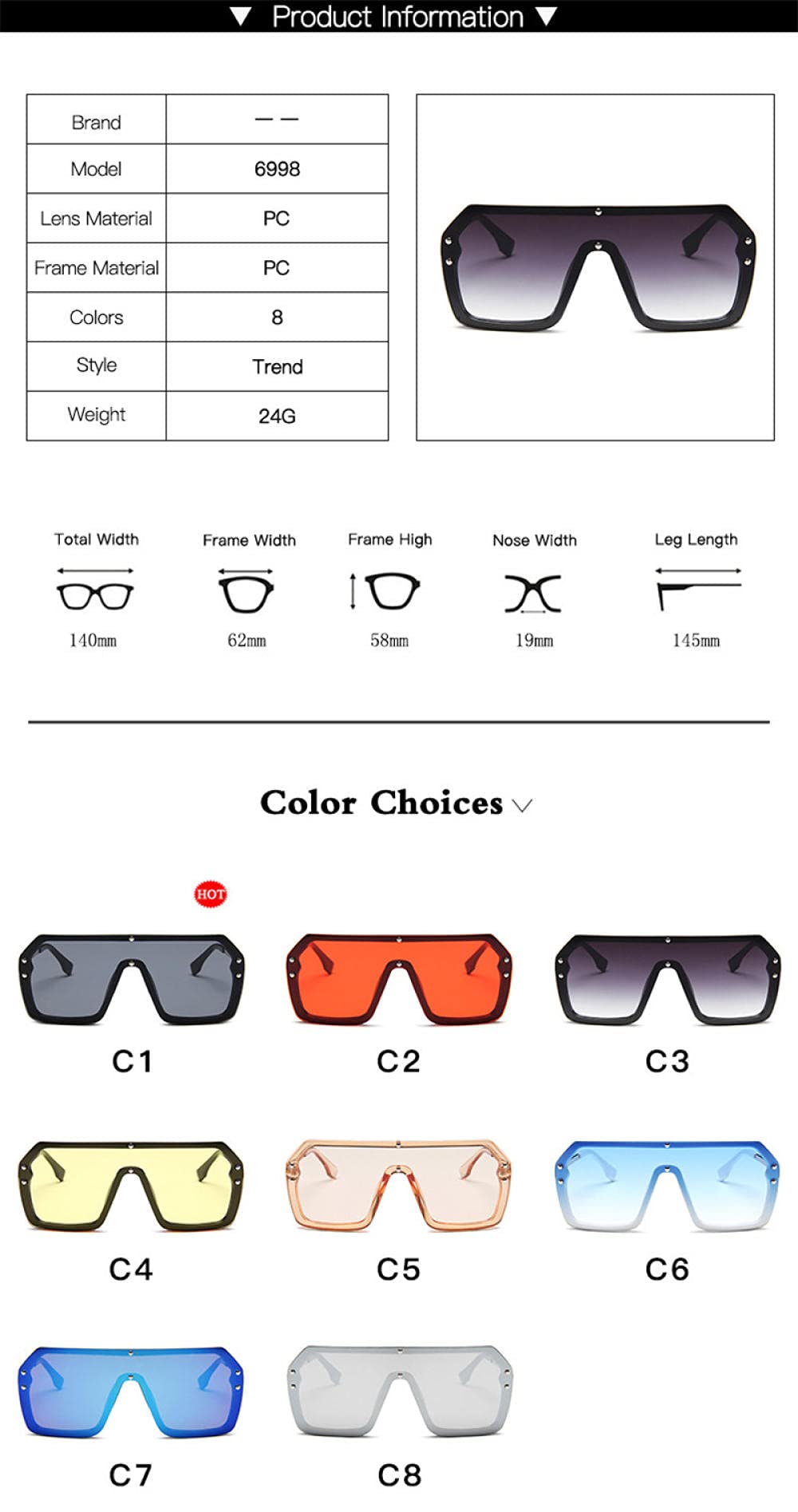 Occhiali Da Sole Unisex Cat Eye Oversize – Lenti Polarizzate UV400, Moda Designer - Foto 2