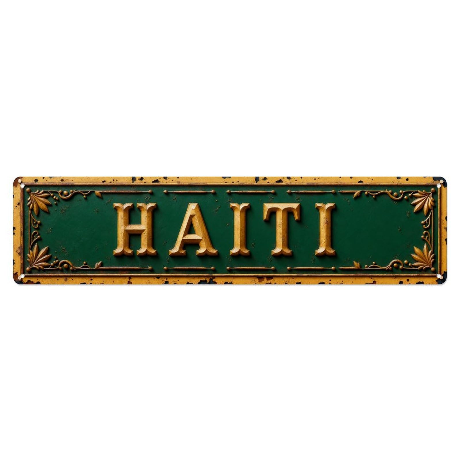 Haiti Vintage Sign Pattern Metal Tin Sign Plaque