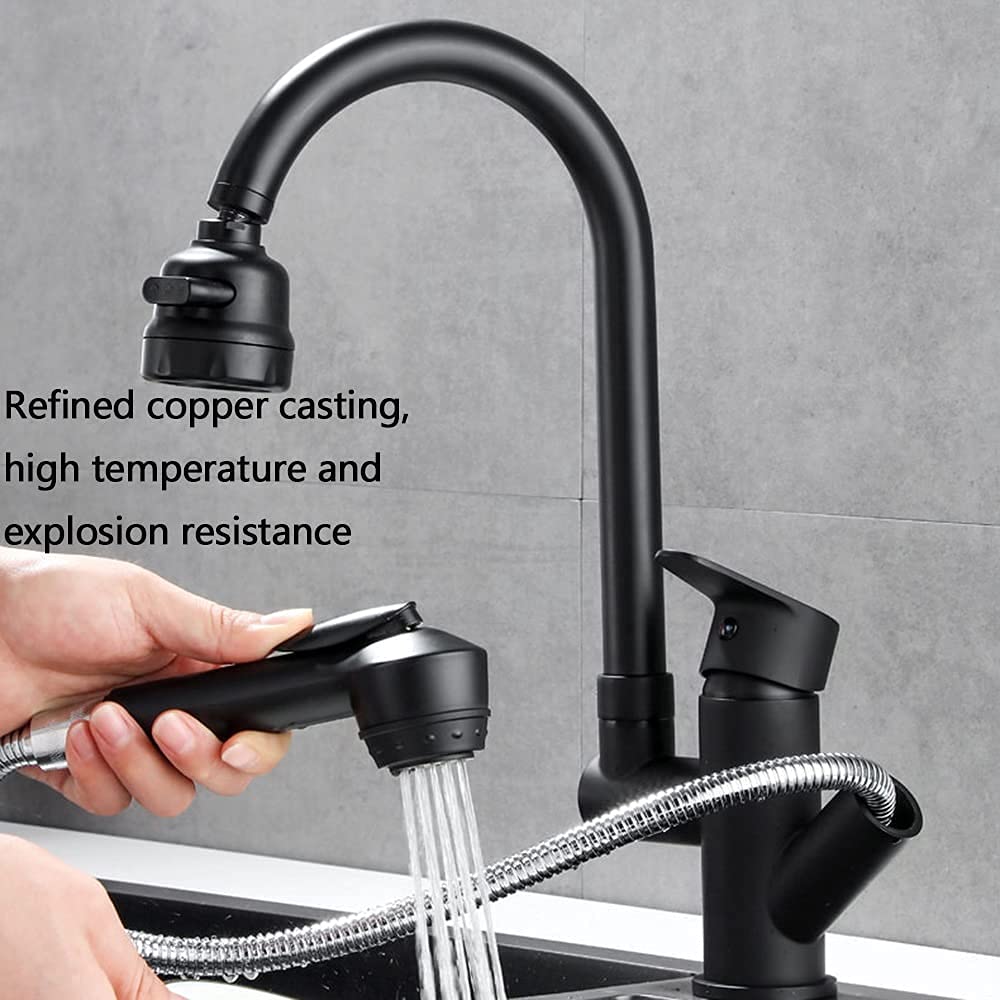 El Grifo extraíble Tiene un Cuerpo de Cobre, retráctil y Giratorio, y se Puede Utilizar para Fregadero doméstico, Grifo de Agua fría y Caliente.
