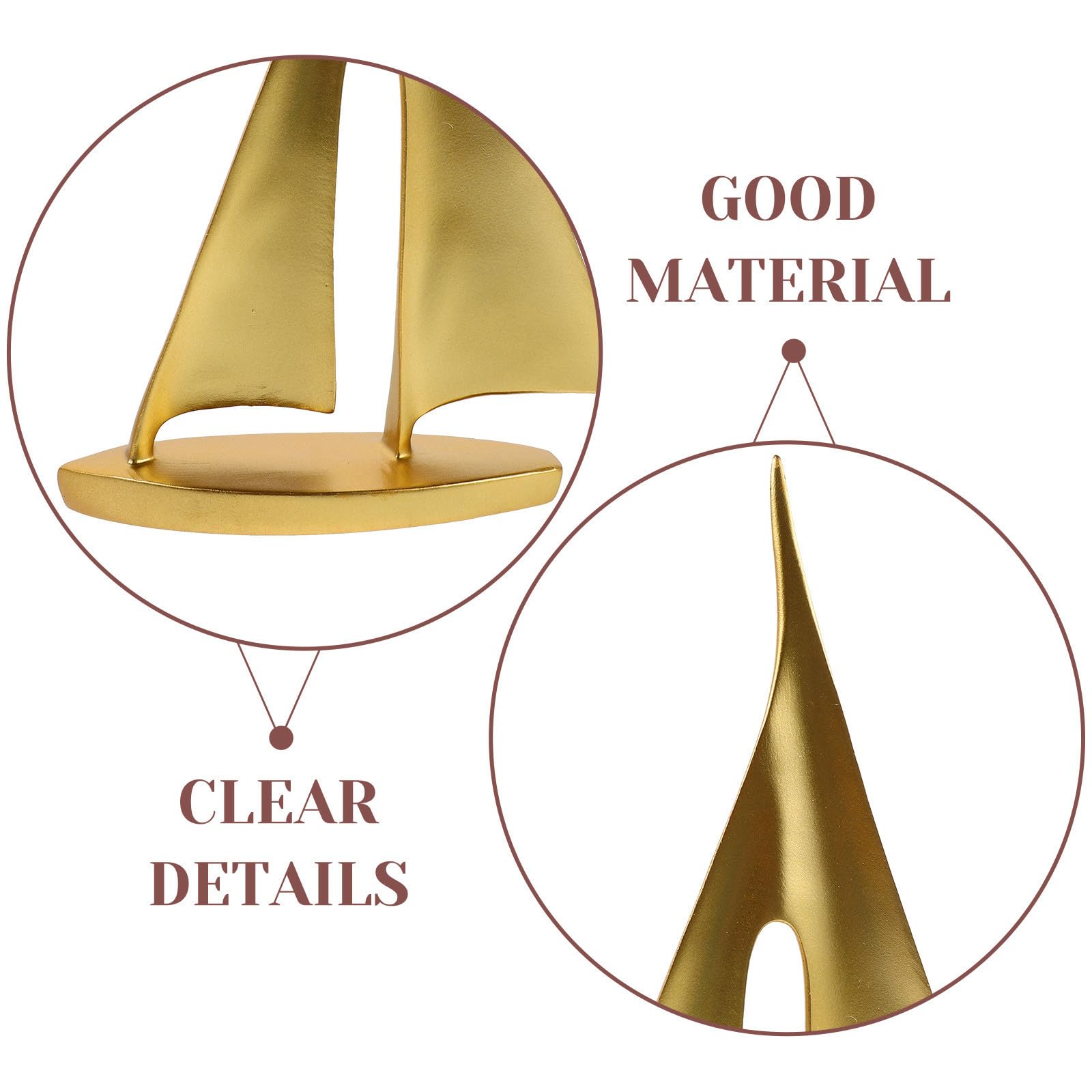 Modelos de Esculturas Náuticas Doradas en Resina 2 Unidades con Diseño Elegante para Decoración de Mesa en Hogar y Baño
