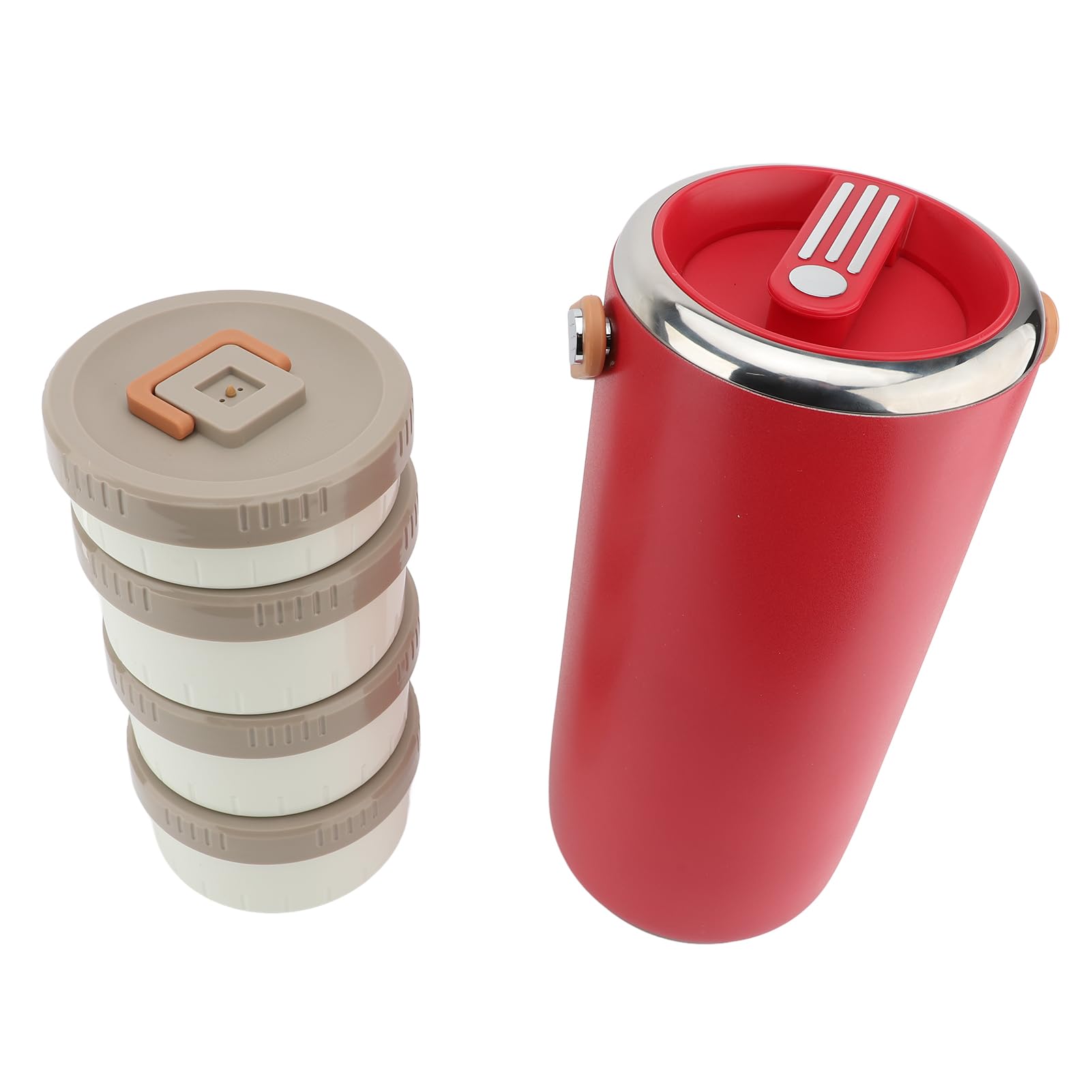Tarro de Comida Aislado de Acero Inoxidable, Práctico Contenedor de Comida Caliente a Prueba de Fugas, 3,4 L, para Almuerzo y Picnic (rojo)