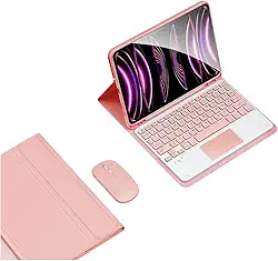 Capa Para iPad Air 4ª Air 5ª Geração + Smart Keyboard+Mouse (Rosa, Teclado de toque)