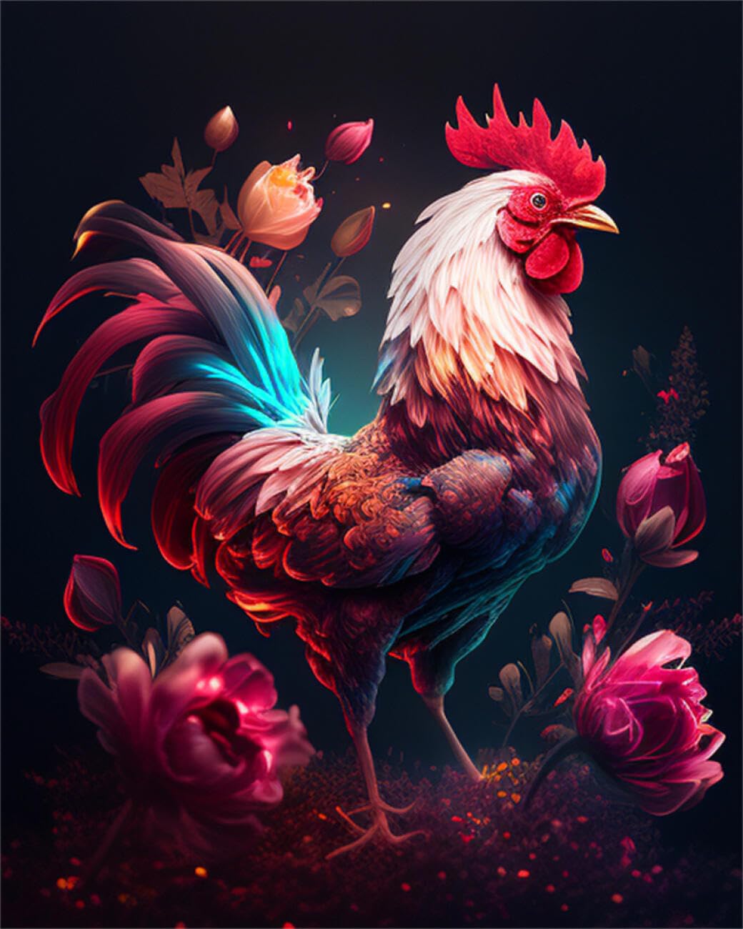 RKFLGEW DIY Embroidery Beads Set Fantasy Chicken 30x40cm