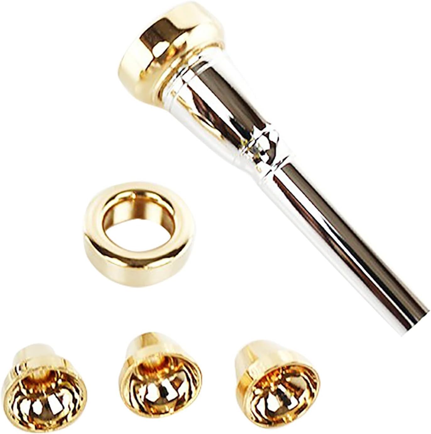 1 Set 2C 3C 2B 3B Mundstück for Bb-Trompete Messing vergoldet EIN Mehrzweck-T-Adapter Professional (Color : Gold, Größe : 2C 3C 2B 3B)