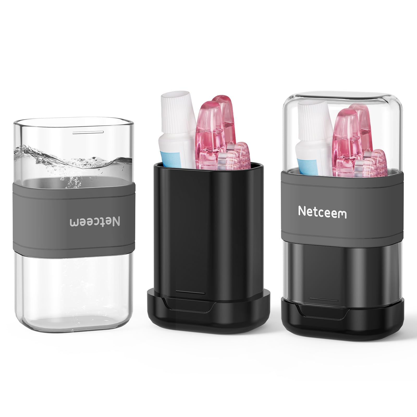 Toothbrush Travel Case Kit,Portable Folding Tooth Brush Holder and Toothpaste Cover Container with Mouthwash Cup, Oral Clean Tools Organizer for