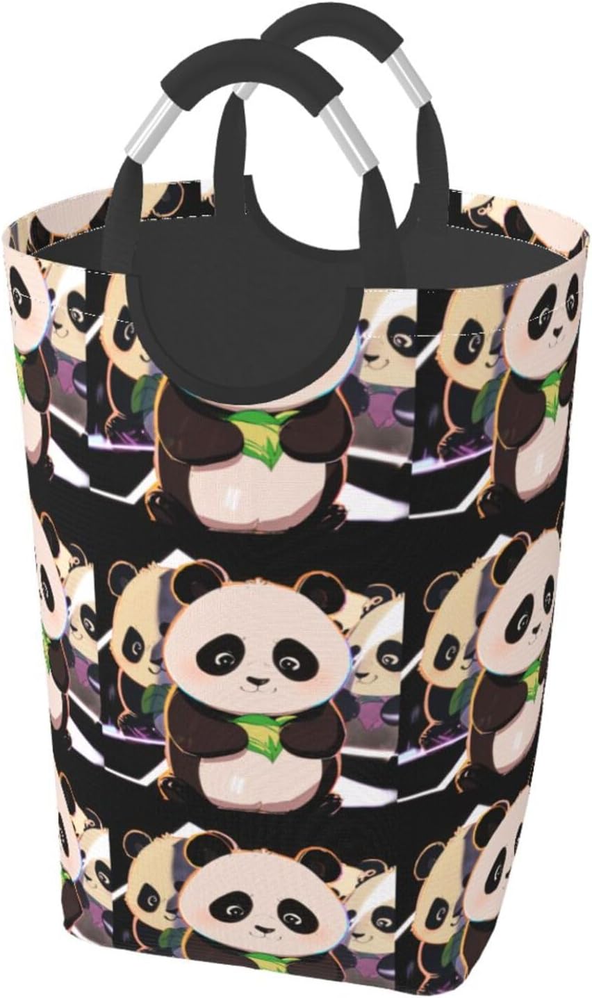 Three pandas Foldable storage bag, 50L capacity, suitable for laundry room, dormitory bedroom, dirty clothes storage basket.