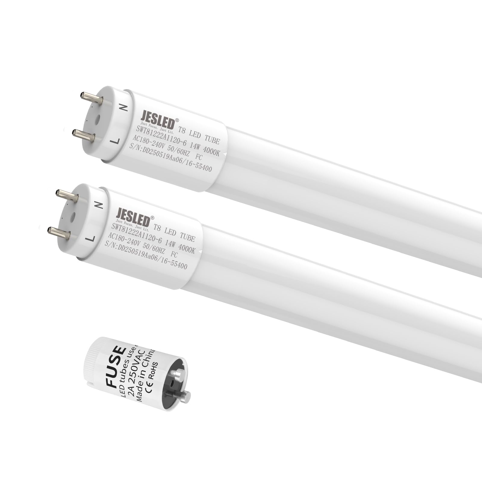 JESLED 4er Pack LED Röhre 150cm T8 G13 - 18W, 6000K, 2970 Lumen - PC-Material, hohe Lichtausbeute, inkl. Starter - Ideal für Büro, Supermarkt, Lagerhalle