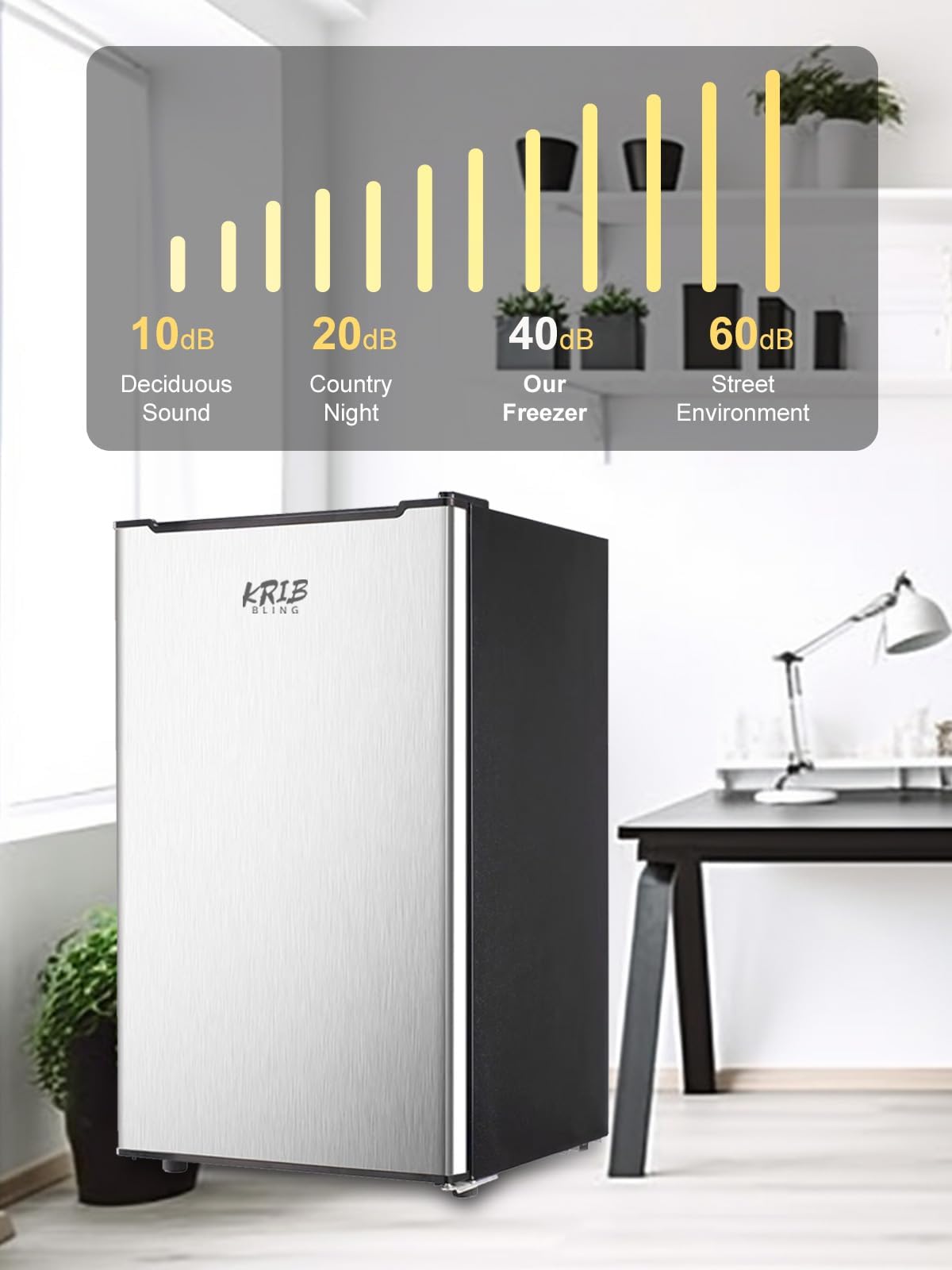 Upright Freezer 3.0 Cu.Ft Freestanding Freezer With Adjustable Thermostat For Bedroom, Office, Kitchen, Dorm Silver Flower on Fridge.com - View 3