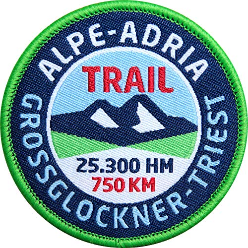2 x Abzeichen Alpe-Adria-Trail 60 mm gewebt/Alpenüberquerung Fern-Wanderweg Großglockner Triest/Applikation Aufnäher Aufbügler Bügelbild Patch/Kleidung Rucksack Wanderführer