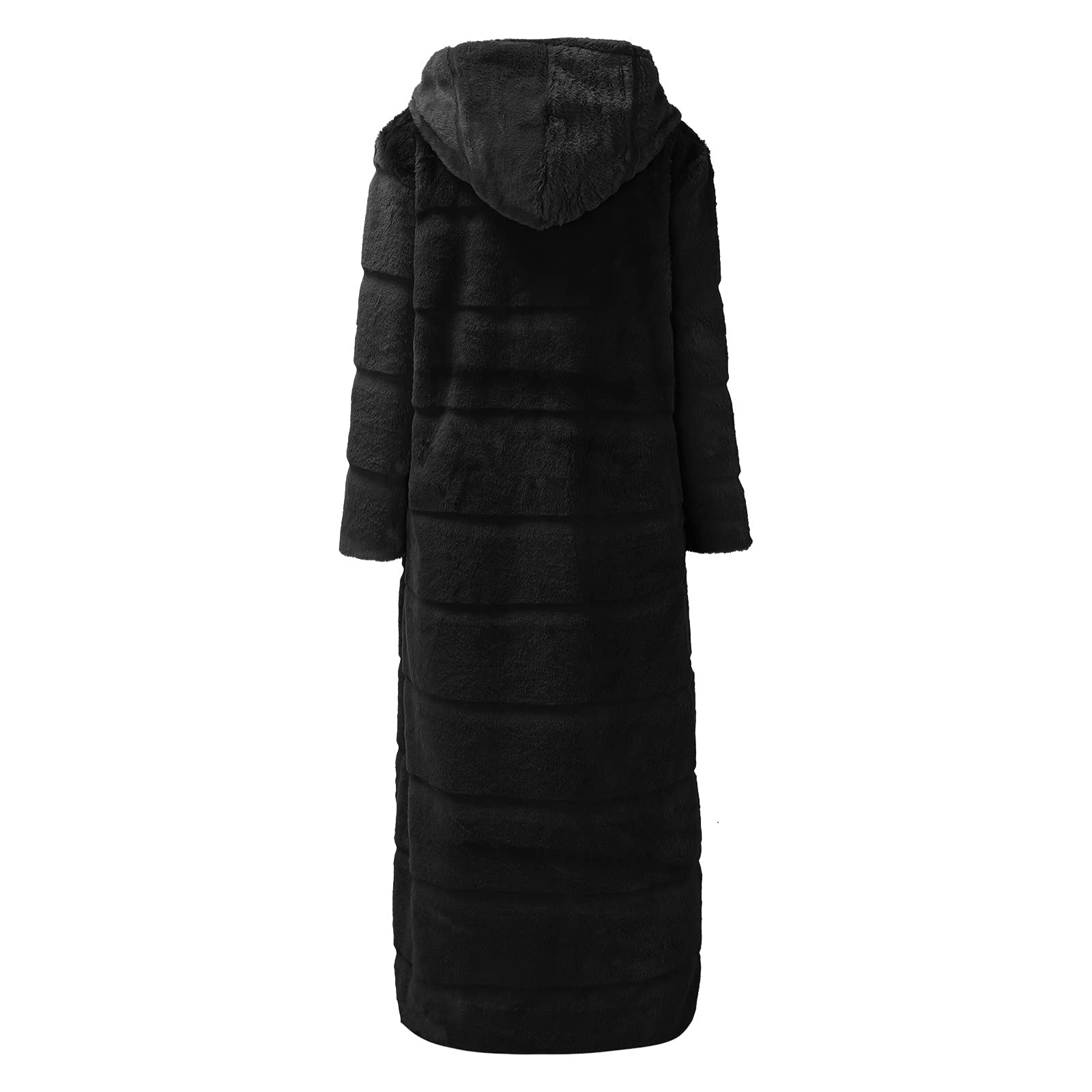 Manteau d'hiver pour femme - Veste à capuche chaude en fausse fourrure - Veste longue d'hiver pour femme - Élégante cardigan - Veste longue mi-saison - Veste en peluche avec fourrure