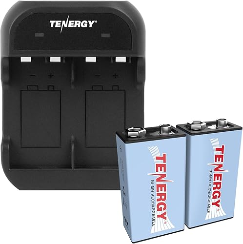 Tenergy TN1412Bay 9V cargador inteligente con azul Combos de pilas de 9V