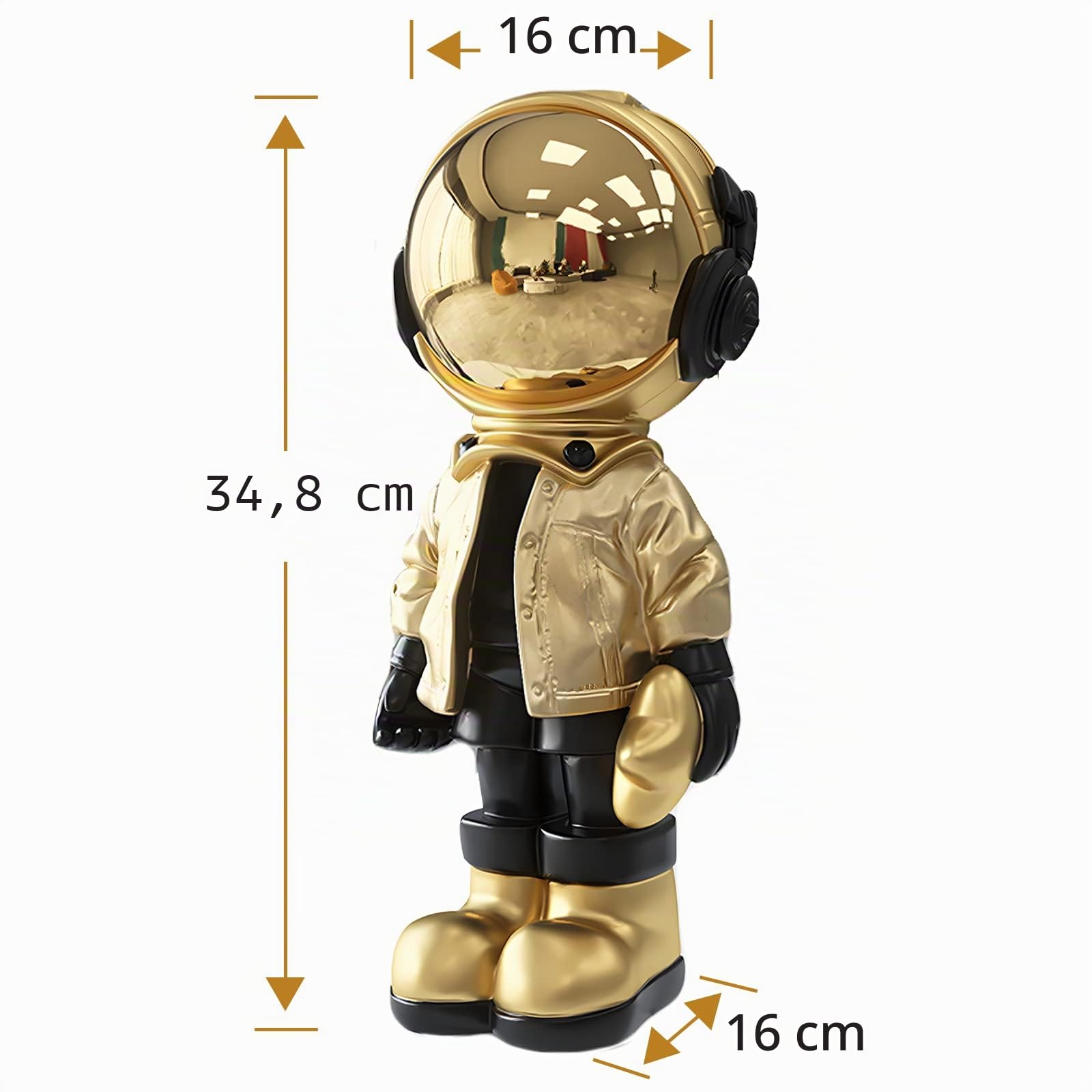 Dosker Statua astronauta scultura astronauta scultura astronauta in poliresina arte regali oro statuetta ornamento decorazione per la stanza per uomini, casa e artigianato accessori da scrivania
