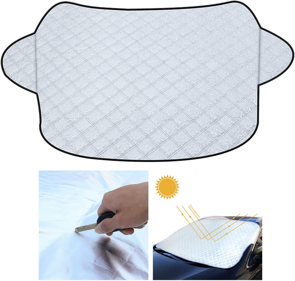 FAPPEN Car Sun Shade, Front Car Windshield Sunshade, Windscreen Cover UV Magnetic Windshield Protector Dust Water Resistent Snow Ice Cover for All Weather (70x40 inch)