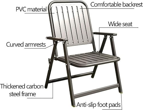 Miniatura 5 de Patio Folding Chair Set of 2, Foldable Patio Chairs with Armrests, Home Balcony Comfortable Camping Chairs for Outside, Lawn, Courtyard,