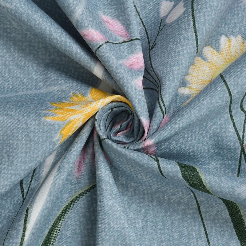 Image of NEW LEAF Cotton Fitted King Size Bedsheets with 2 Pillow Covers | Elastic Fitted | Wrinklefree | Ultrasoft |Winter Bedsheet 220 tc tc Floral | 710x72+10 Inches, Grey Pink