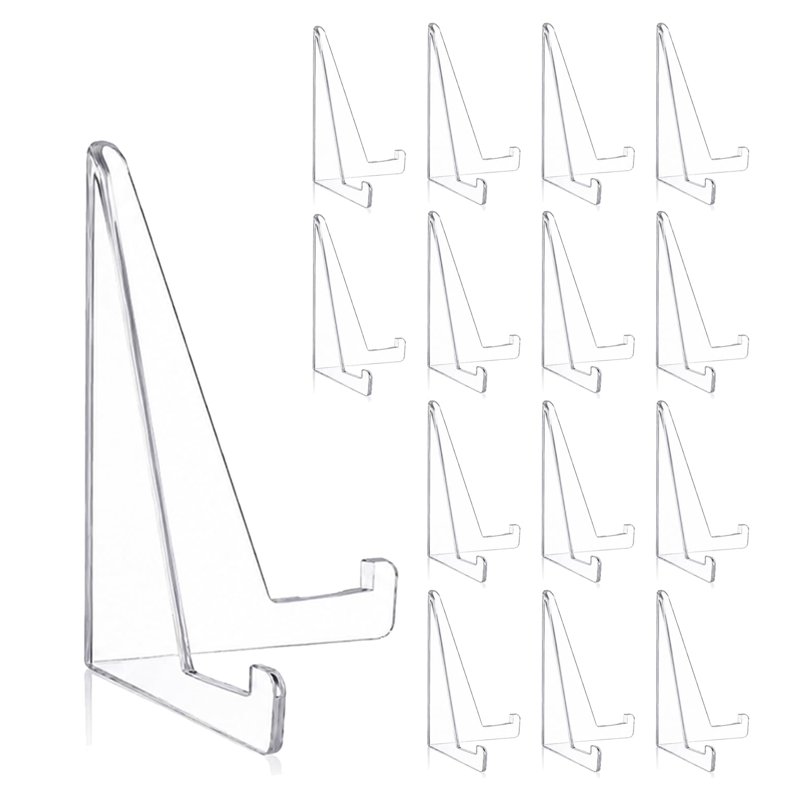 Risecore No 15Pcs Clear Acrylic Easel Card Display Stands,Clear Trading Card Display Mini Easel Holder,Acrylic Card Stand For Cards Photos Coins Challenge Medals Premium Acrylic Anti-Slip Card Holder