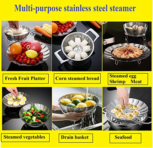 image for LTWQLing Vegetable Steamer Basket,Stainless Steel Folding Steamer Bask