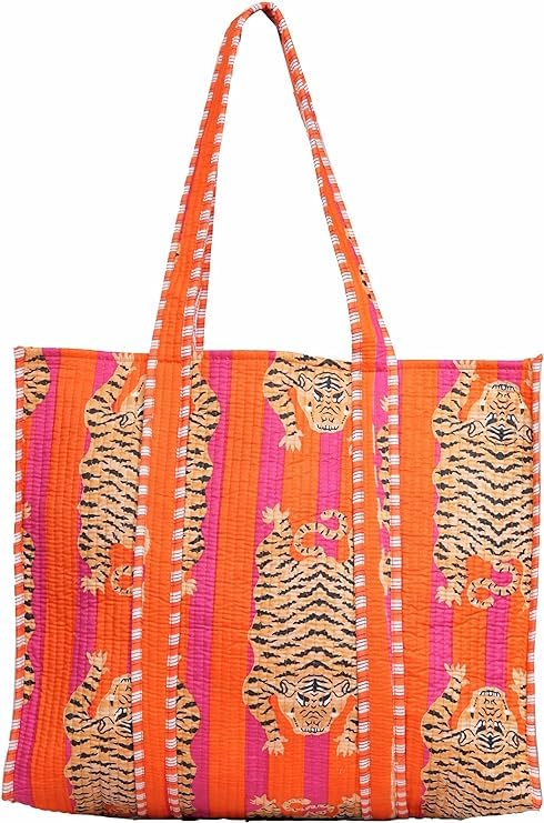 Bolso Tote de Algodón Acolchado con Estampado Animal miniatura 1