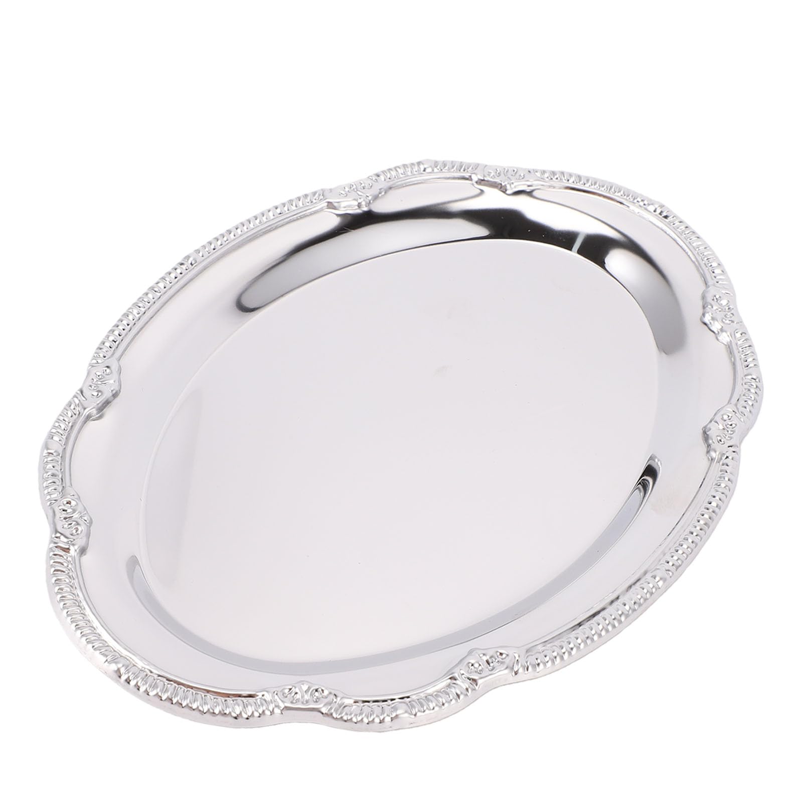 Ejoyous Vassoio da Servizio Argento Ovale Acciaio Inox Lucido (28CM)