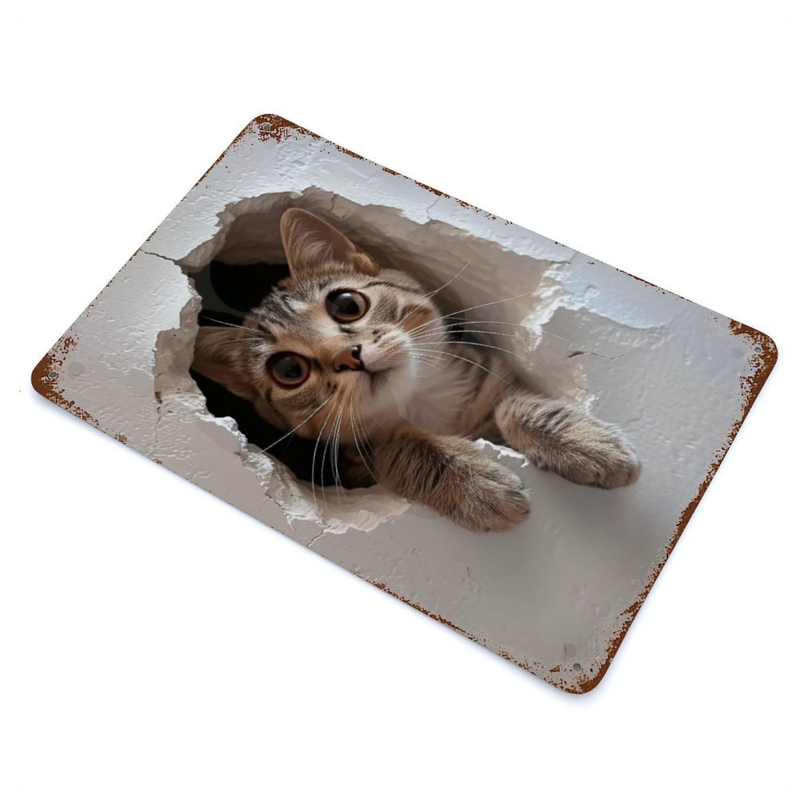 Miau Miau Decorative Tin Sign 11.8"x7.9", Rustic Home Decor for Garage, Pub Or Kitchen