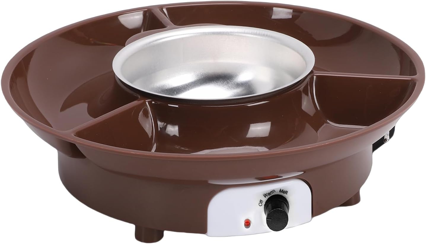GLOGLOW Electric Chocolate Fondue Pot, Stainless Steel Melting Bowl for Chocolate Cheese Candy Dip, with Removable Components for Party Valentine Anniversary Birthday (US Plug 110V)
