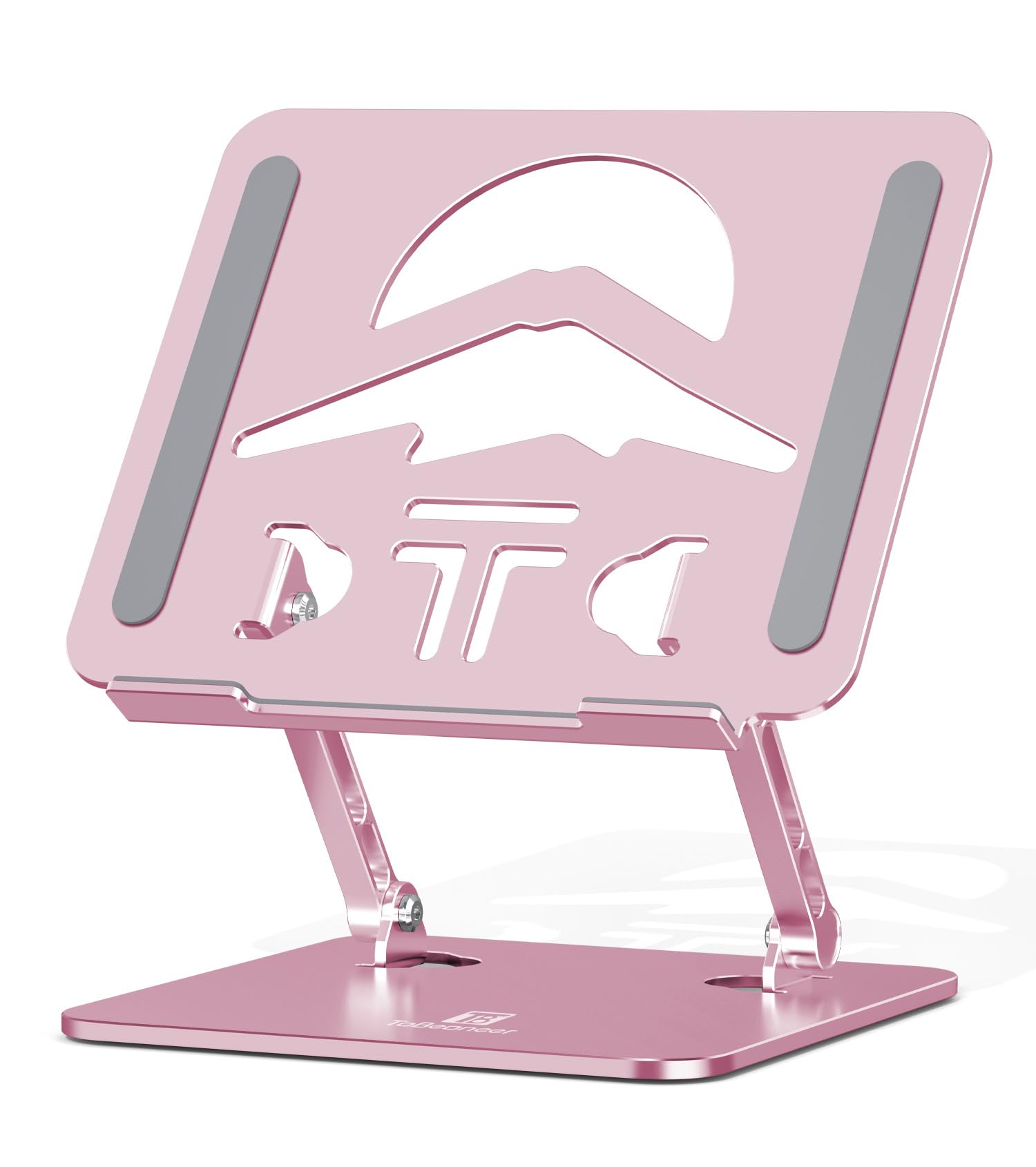 ツビワ(ToBeoneer) ノートパソコンスタンド PCスタンド タブレットスタンド laptop stand 液タブホルダー 折り畳み式 卓上 高さ角度調整 人間工学 姿勢改善 在宅ワーク アルミ製 ZOOM会議 Macbook,iPad,15.6インチまでのノートPCやタブレットに対応 (ピンク)