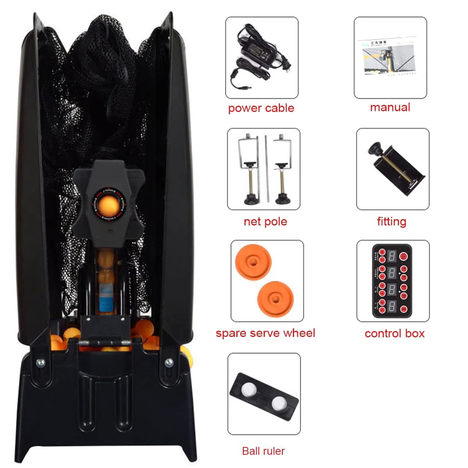 Robot da Tennis Tavolo, Lancia Palline da Ping Pong Automatico | Telecomando, Rete di Raccolta delle Palline, Velocità e Frequenza Regolabili, Capacità di 300 Palline