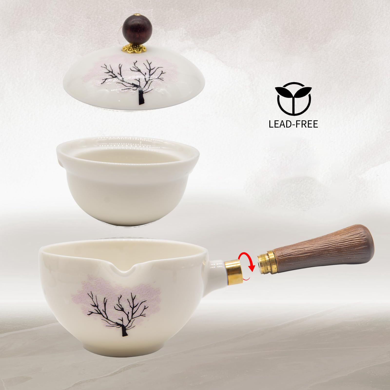 Juego De Té Chino Gongfu Con Tetera Giratoria - Porcelana, Incluye Infusor Y Bolsa De Regalo, Portátil Para Viajes