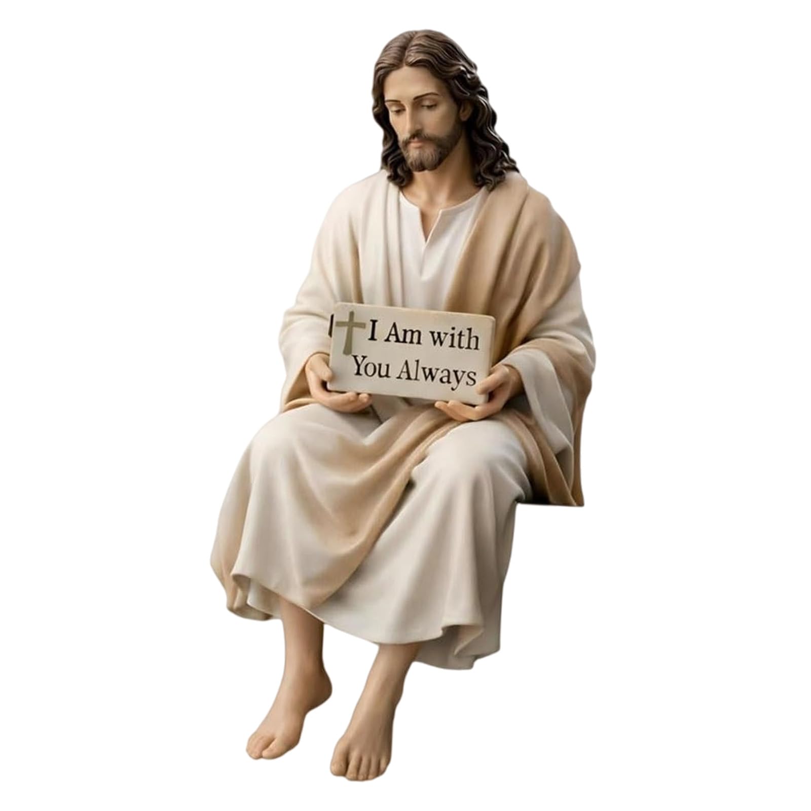 HDOYTXXM Resin Religious Sculpture with Companionship Inscription Plaques Desk Companionship Figurine for Meaningful Gift Giving Spiritual Gift