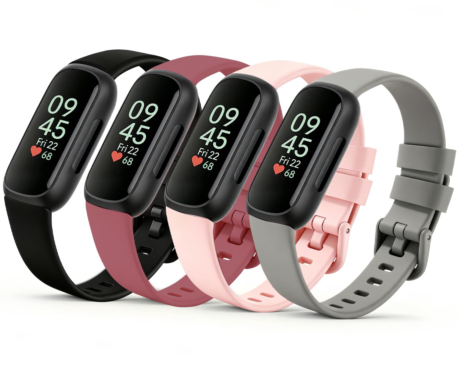 Tacitmeet 4 Pack Straps Compatible with Fitbit Inspire 3 for Women Girls & Kids, Adjustable Soft Silicone Replacement Strap Watchband Accessories โ image 1