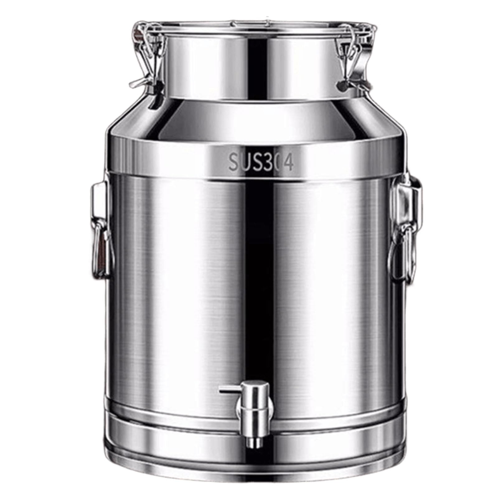 AYCDL 304 Stainless Steel Milk Can with Faucet, Bucket Water Jug Pot with Lids for Accommodate Milk, Juice, Rice, Oil,3.96Gal/15L