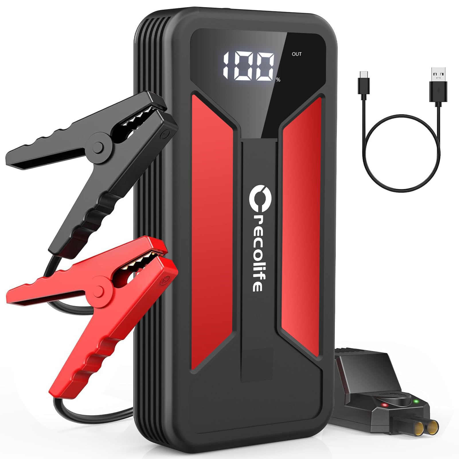 Car Battery Booster Jump Starter Power Pack,1500A Portable Car Jump Starter Power Bank for 12V Vehicles Up to 7.0L Petrol & 5.0L Diesel Engines, With Smart Jumper and LED Torch