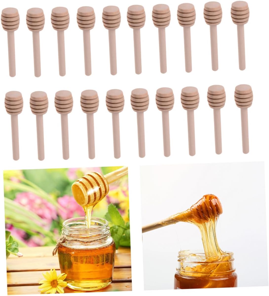 Wooden Dipper 8cm Sticks 20Pcs Honey for Honey and Syrup Jars