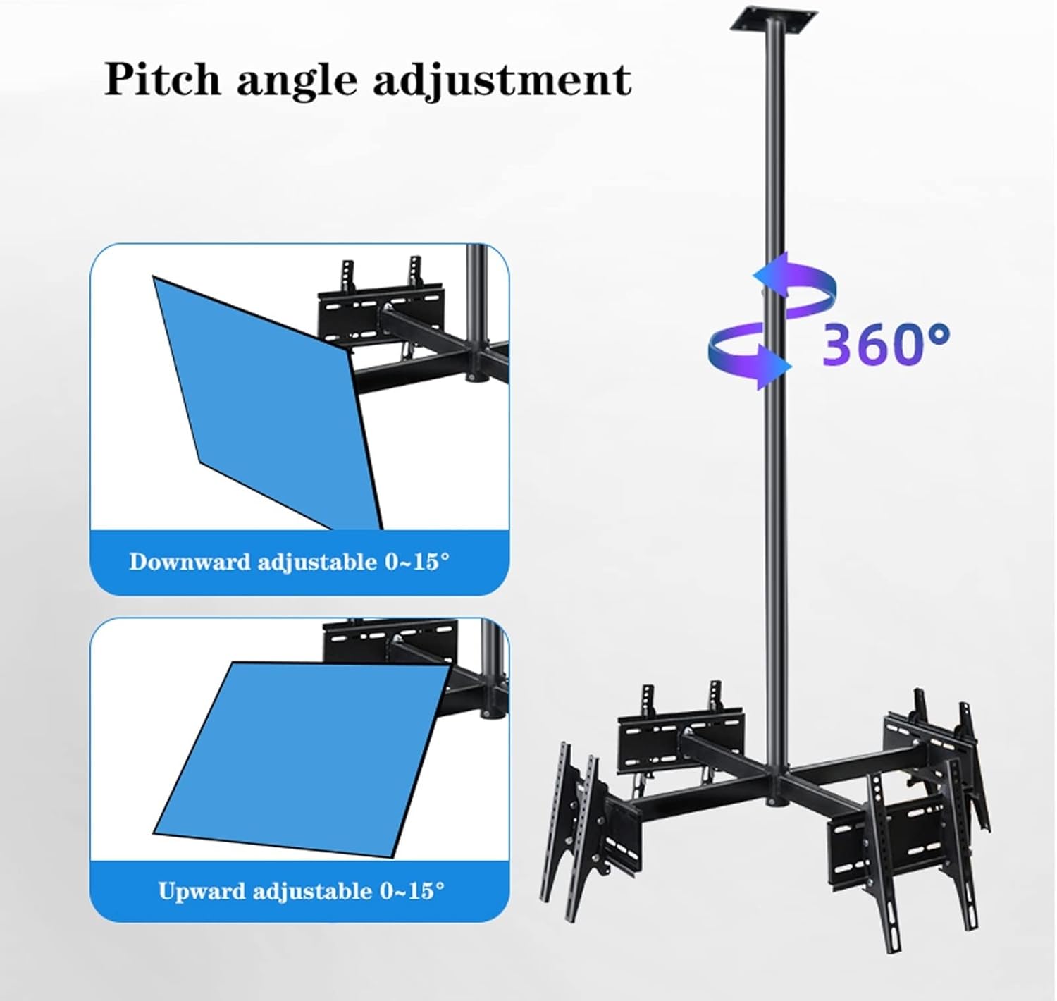 Tv Mount Ceiling Three Screen Tv Bracket 32"-75" Inch Commercial Extension Tilt Swivel Tv Bracket Adjustable Tv Brackets for Wall Mount Tv Wall MountThree Screens